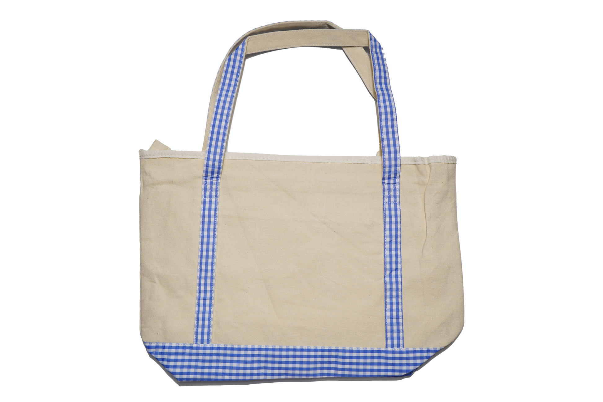 Gingham Trim Canvas Tote